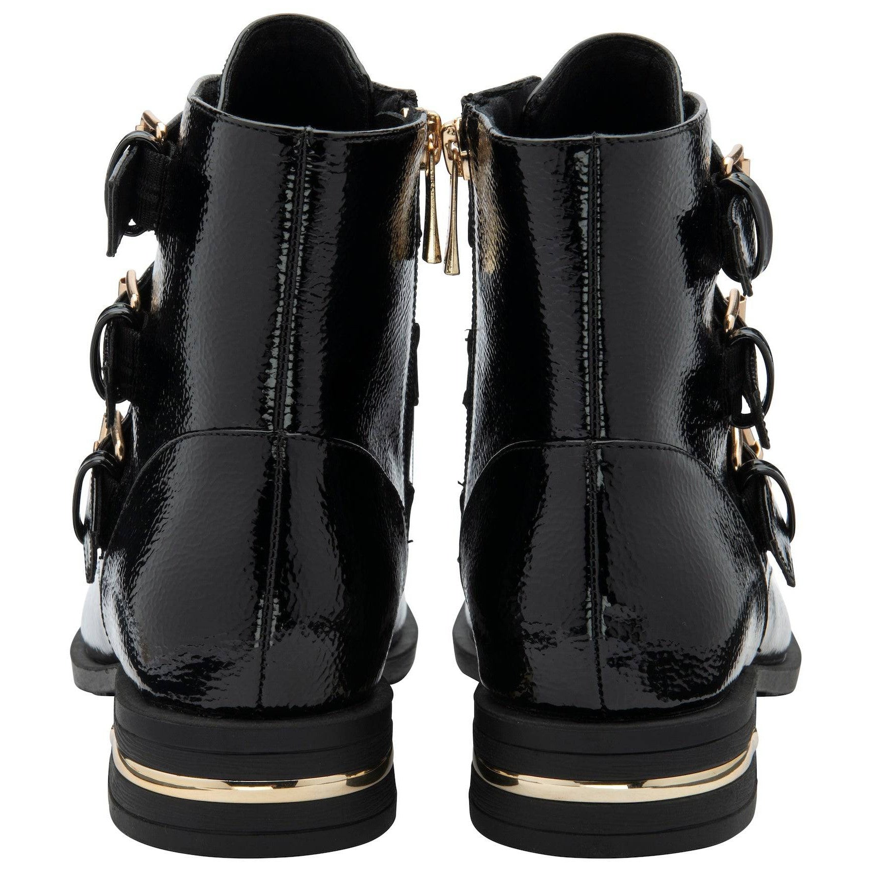 Lotus Valencia Ladies Black Patent Side Zip Ankle Boots-elevate your sole