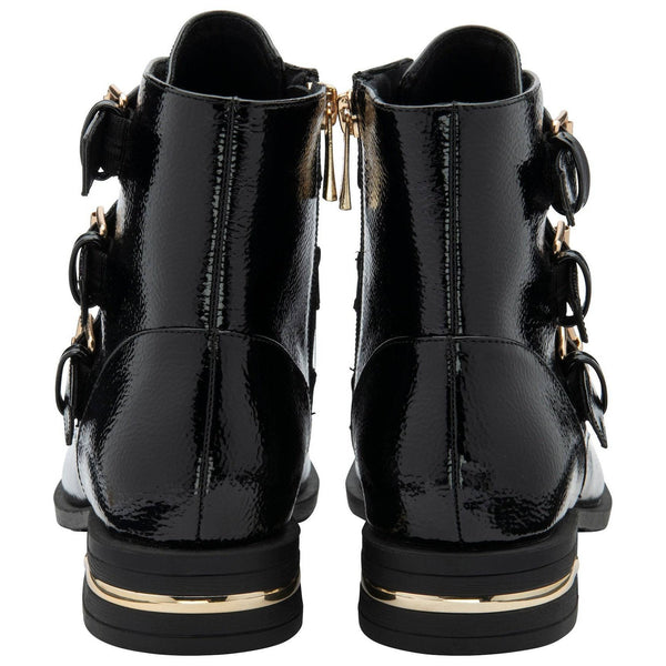 Lotus Valencia Ladies Black Patent Side Zip Ankle Boots-elevate your sole