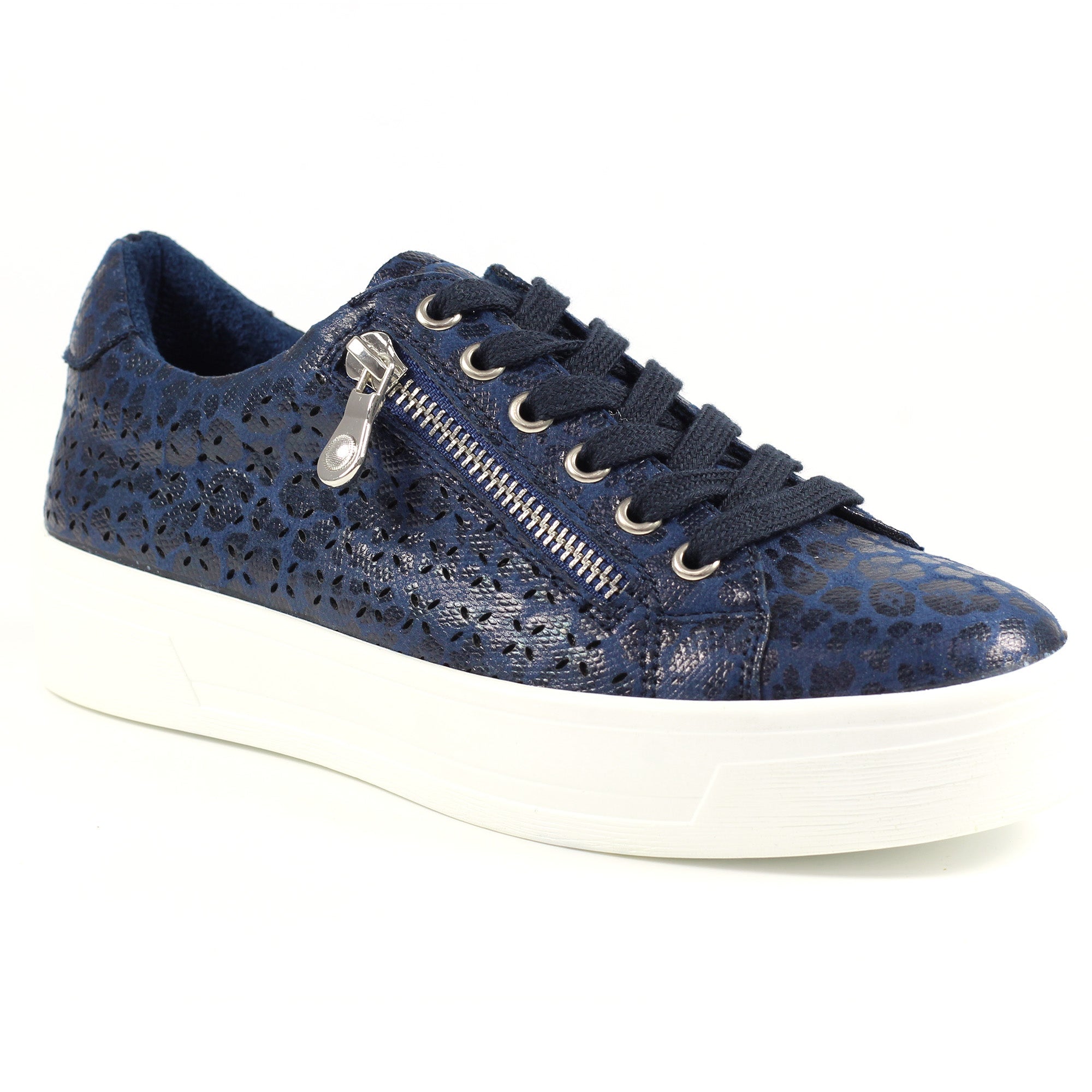 Lunar Charm DLB009 Ladies Navy Textile Zip & Lace Trainers-elevate your sole
