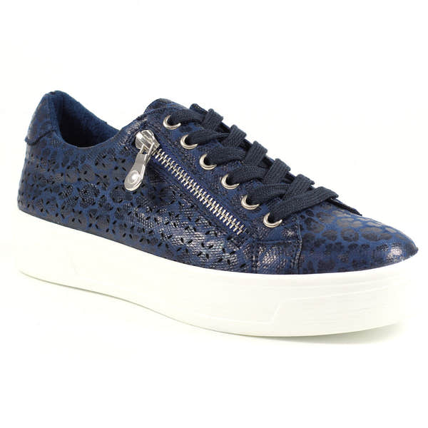 Lunar Charm DLB009 Ladies Navy Textile Zip & Lace Trainers-elevate your sole
