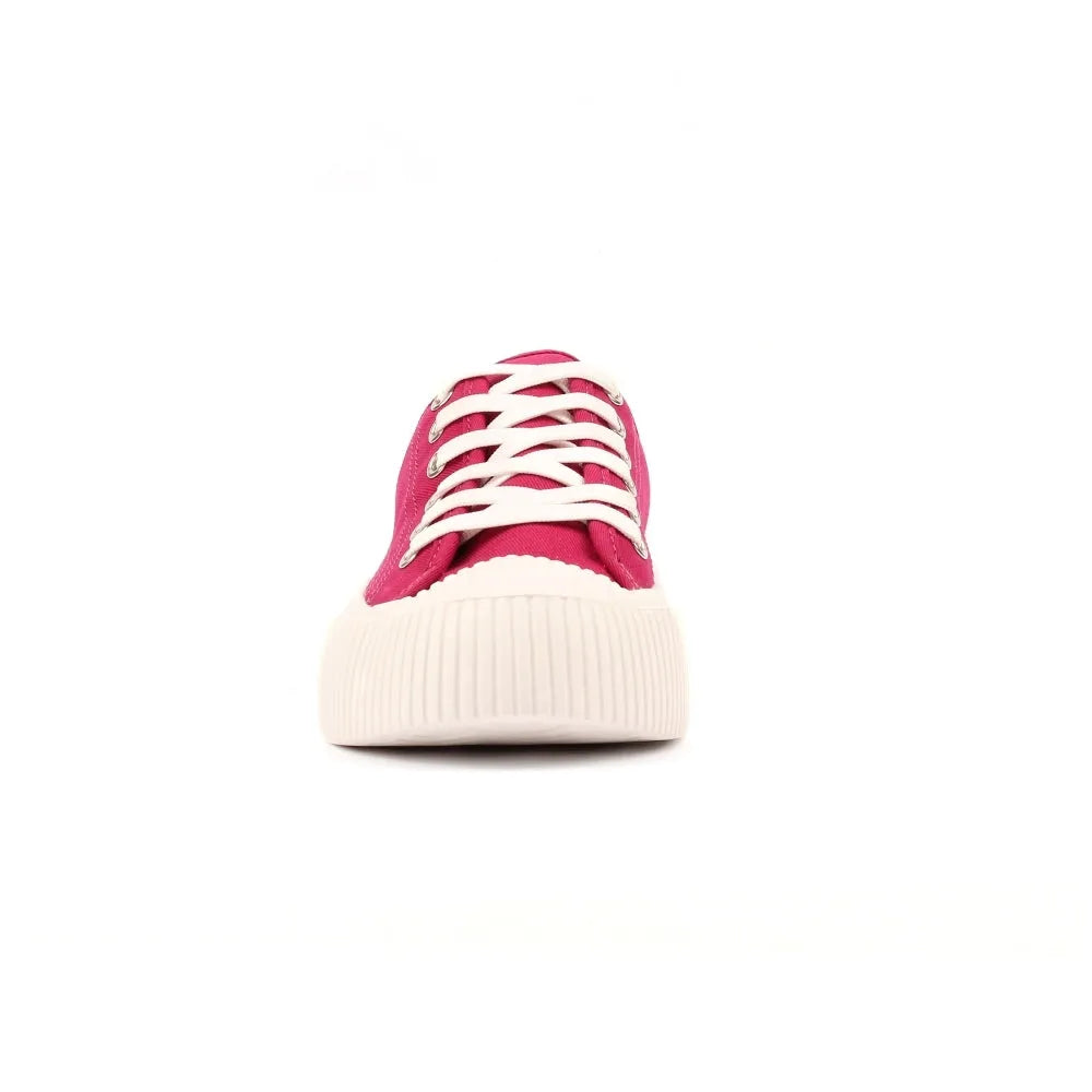 Lunar DLA009 Jayne III ladies raspberry lace-up trainers with white sole and toe cap, stylish casual footwear for women.