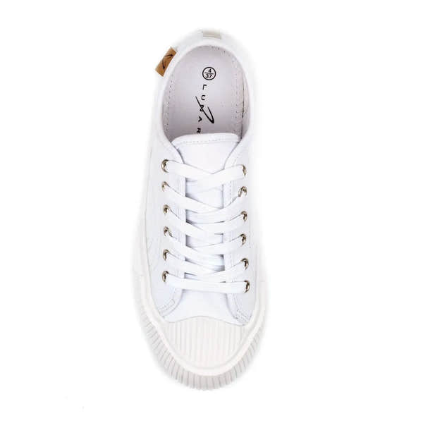 Lunar DLA009 Jayne III Women's White Lace-Up Trainers with textured sole and classic design.
