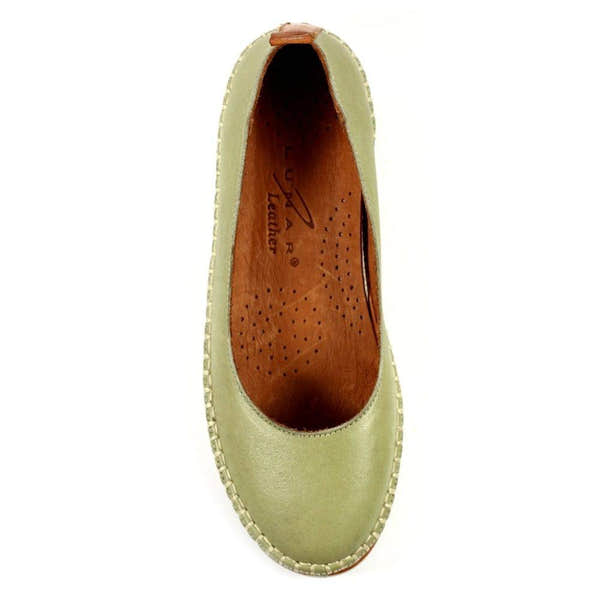 Lunar FLB102 Dove Ladies Khaki Leather Slip On Shoes-elevate your sole