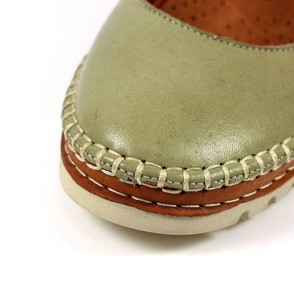 Lunar FLB102 Dove Ladies Khaki Leather Slip On Shoes-elevate your sole
