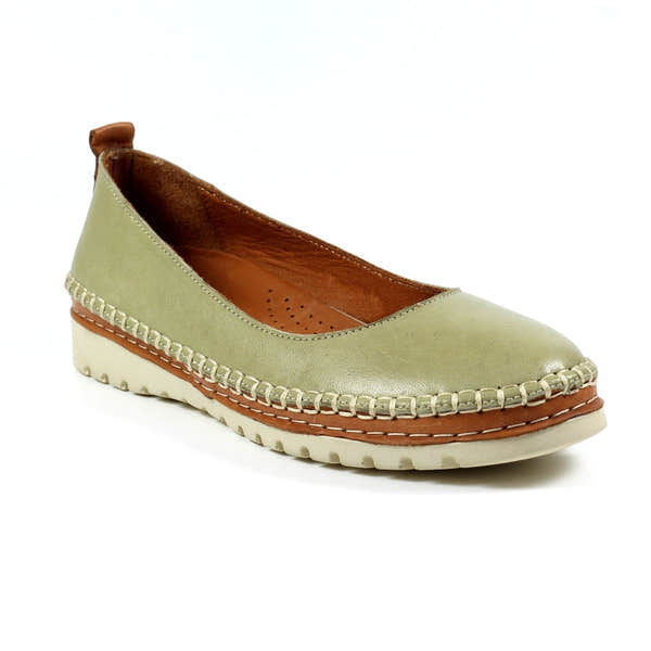 Lunar FLB102 Dove Ladies Khaki Leather Slip On Shoes-elevate your sole