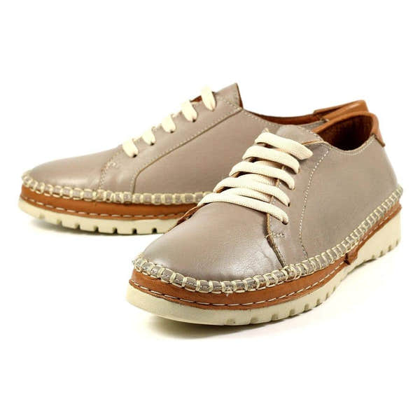 Lunar FLV026 Flow Ladies Grey Leather Lace Up Shoes-elevate your sole