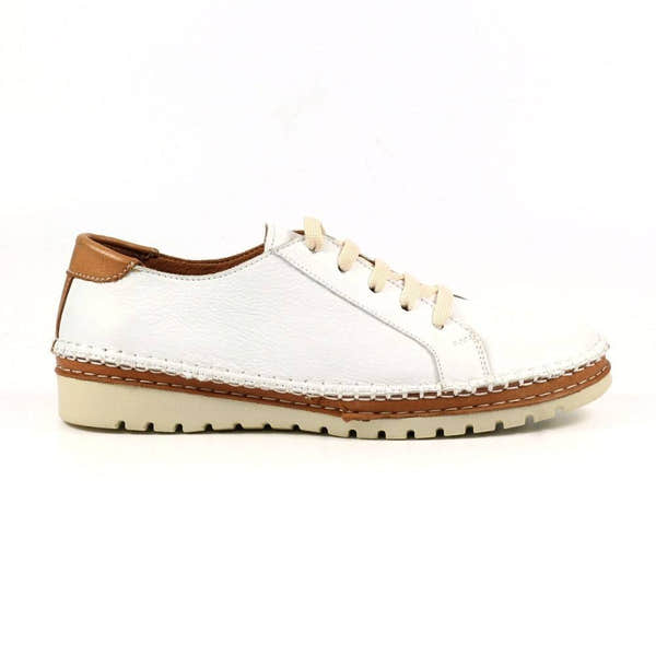 Lunar FLV026 Flow Ladies White Leather Lace Up Shoes-elevate your sole