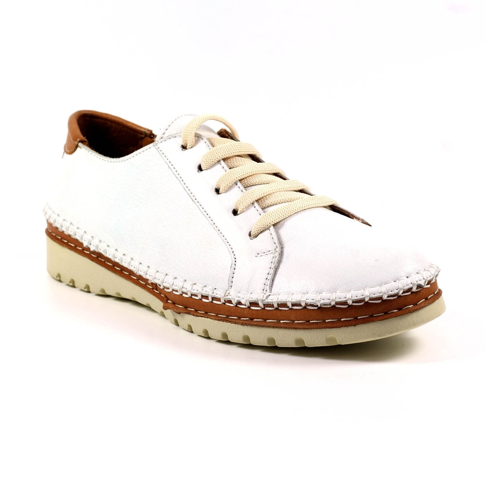 Lunar FLV026 Flow Ladies White Leather Lace Up Shoes-elevate your sole