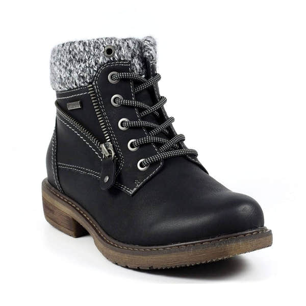 Lunar GLB090 Benson III Ladies Black Waterproof Zip & Lace Ankle Boots-elevate your sole