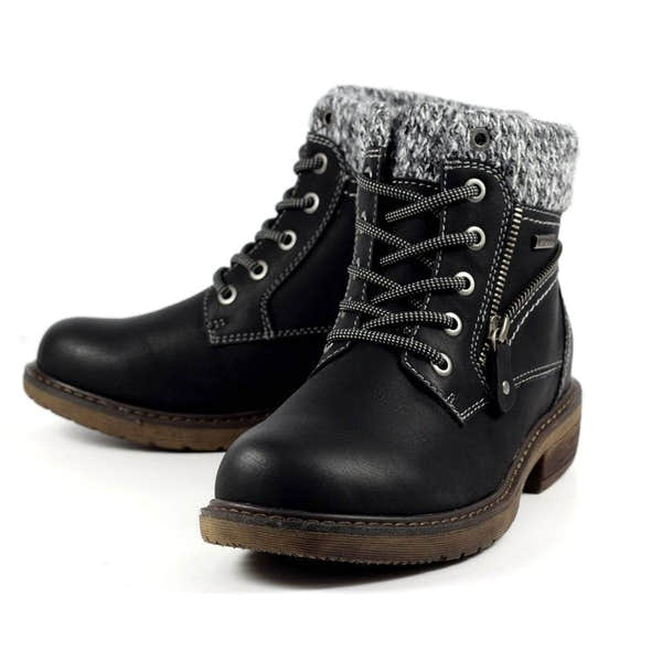 Lunar GLB090 Benson III Ladies Black Waterproof Zip & Lace Ankle Boots-elevate your sole