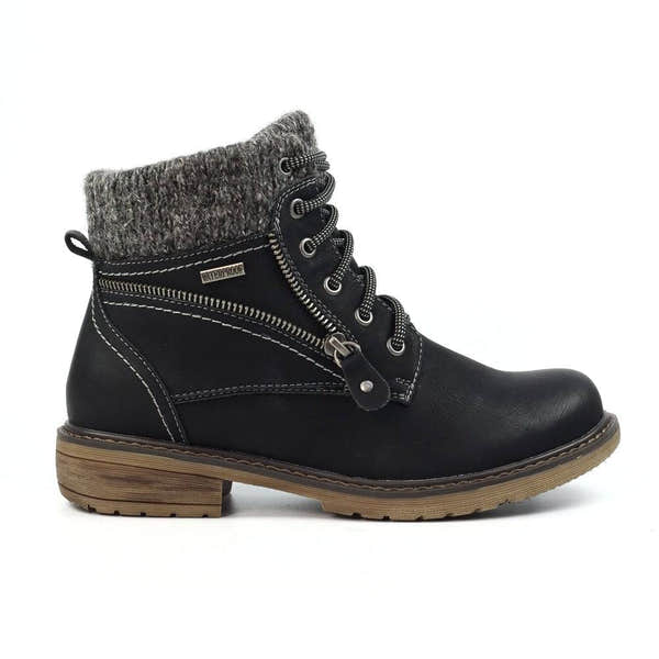 Lunar GLB090 Benson III Ladies Black Waterproof Zip & Lace Ankle Boots-elevate your sole