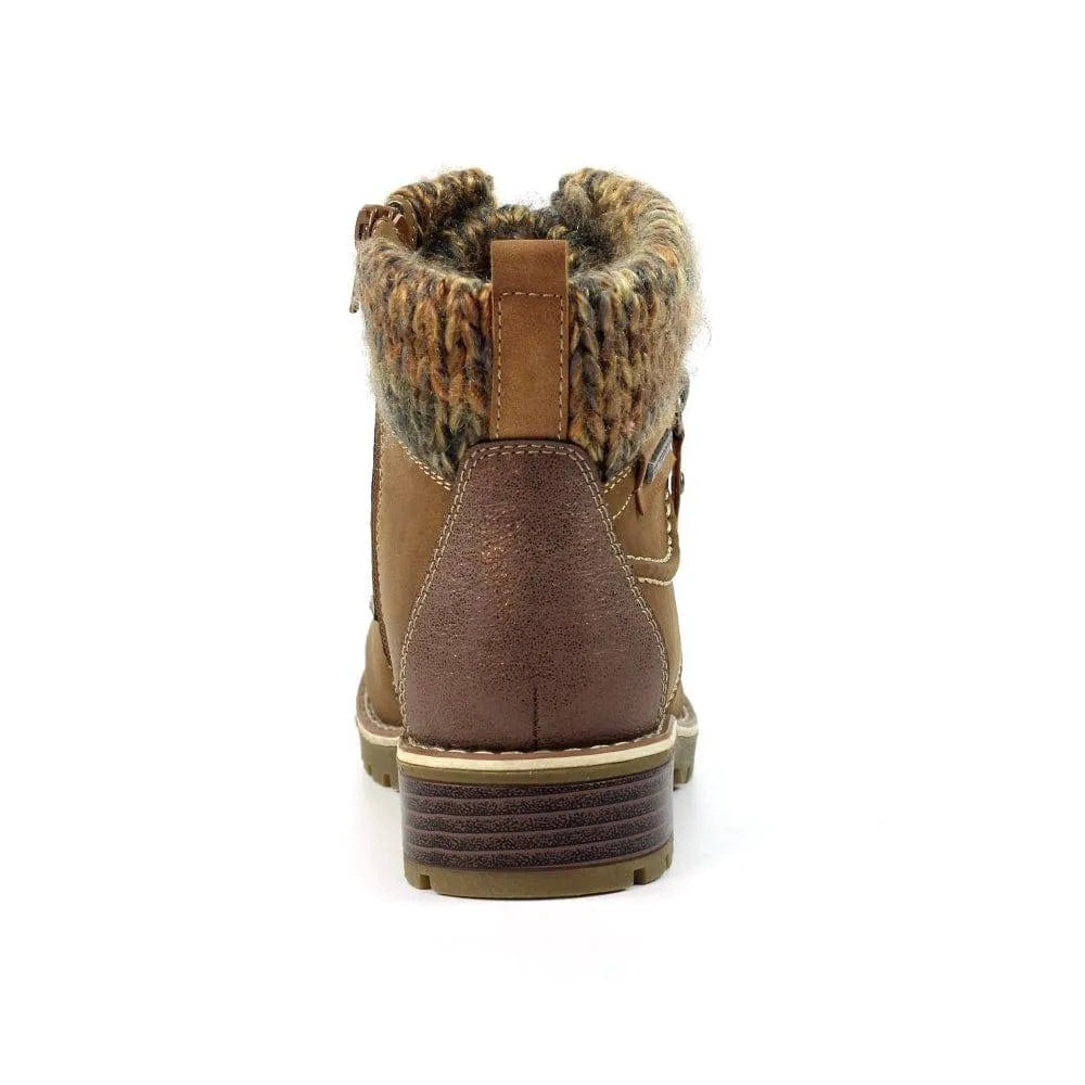 Lunar GLB123 Millie Ladies Tan Waterproof Zip & Lace Ankle Boots-elevate your sole