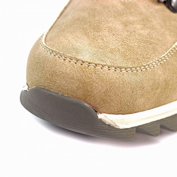 Lunar GLB132 Jett Stone women's waterproof boot with tan suede upper and rugged gray sole.