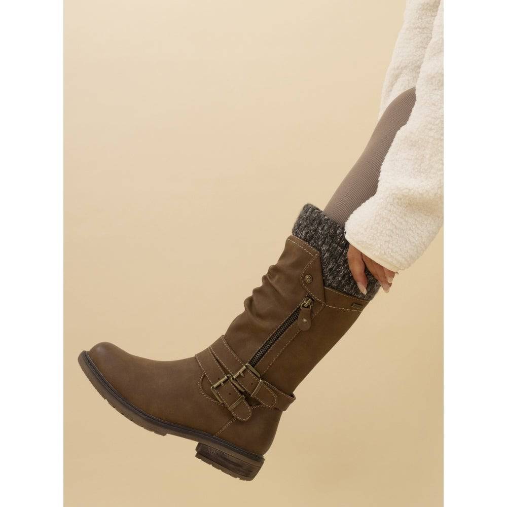 Lunar GLB134 Peyton Ladies Tan Waterproof Side Zip Mid-Calf Boots-elevate your sole