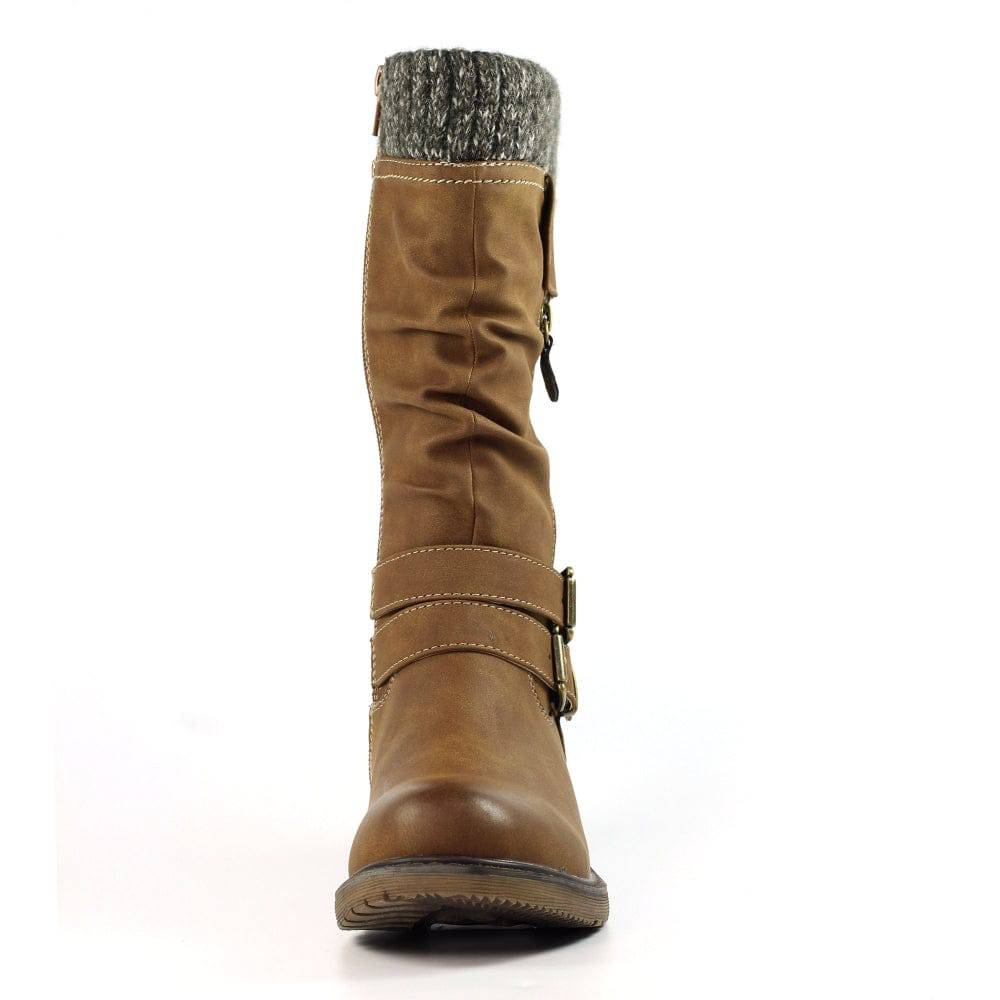 Lunar GLB134 Peyton Ladies Tan Waterproof Side Zip Mid-Calf Boots-elevate your sole