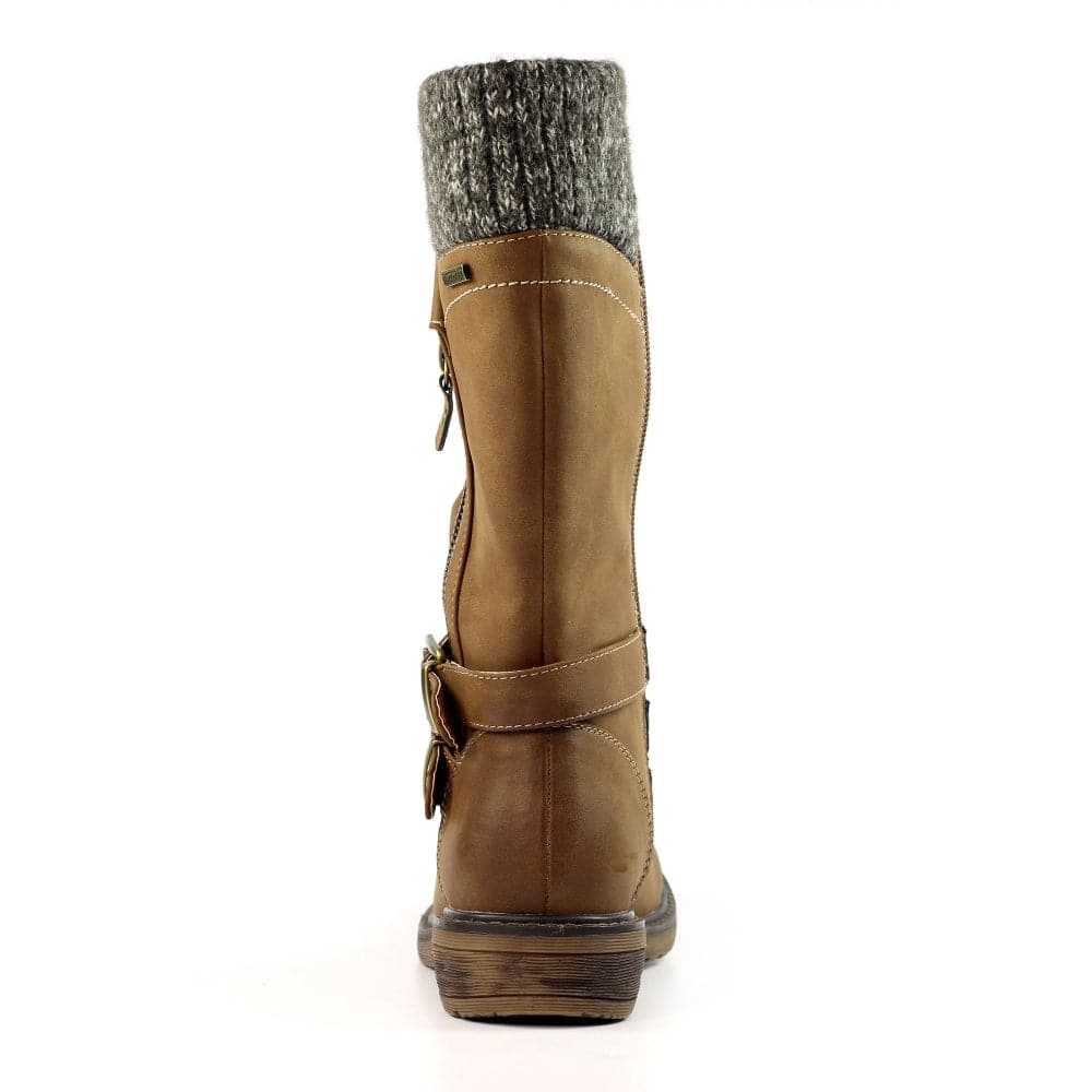Lunar GLB134 Peyton Ladies Tan Waterproof Side Zip Mid-Calf Boots-elevate your sole