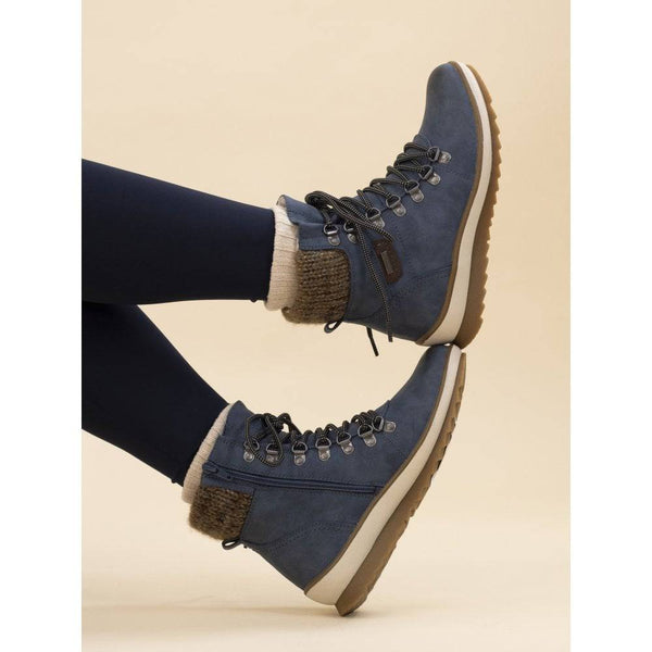 Lunar GLB150 Sycamore Ladies Blue Waterproof Zip & Lace Ankle Boots-elevate your sole