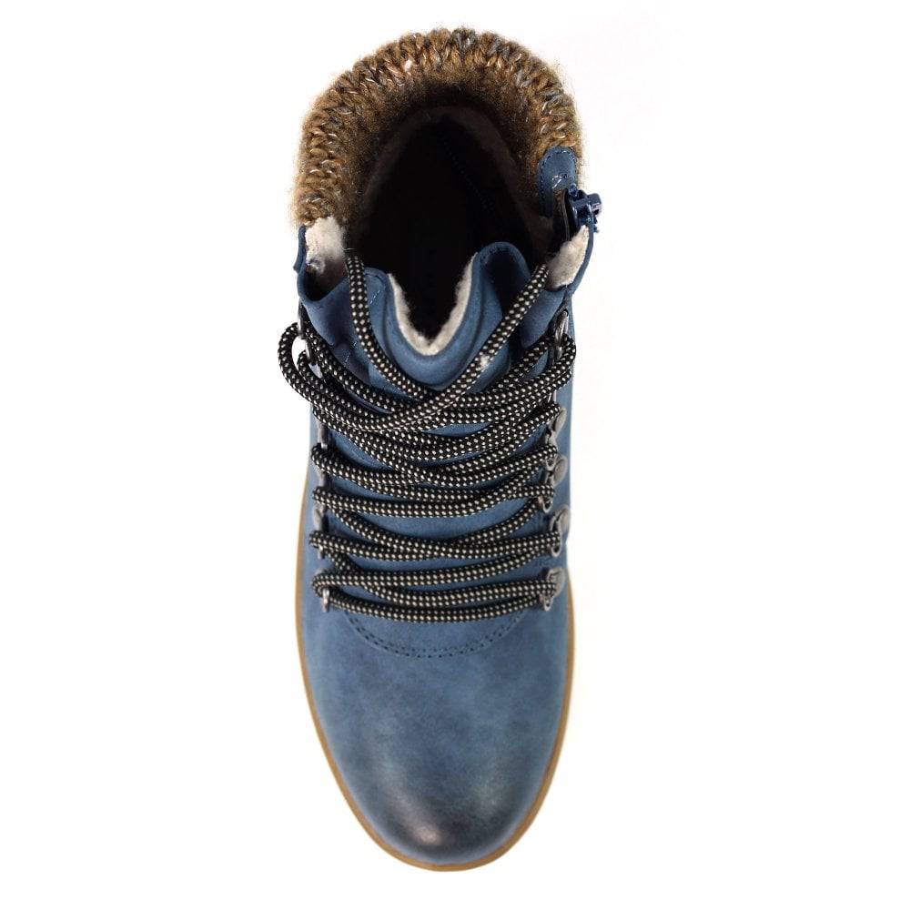Lunar GLB150 Sycamore Ladies Blue Waterproof Zip & Lace Ankle Boots-elevate your sole
