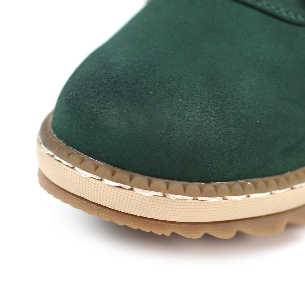 Lunar GLB205 Candy Ladies green waterproof ankle boots with zip, lace-up detail, and beige sole.