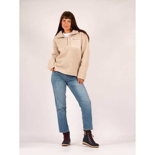 Lunar GLB205 Candy Ladies Navy Waterproof Zip & Lace Ankle Boots with rugged sole, ideal for winter, paired with casual outfit.