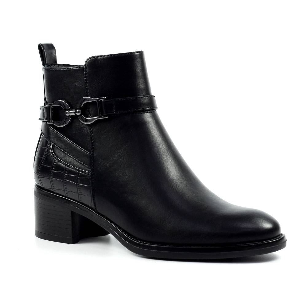 Lunar GLC006 Solana Ladies Black Side Zip Ankle Boots-elevate your sole