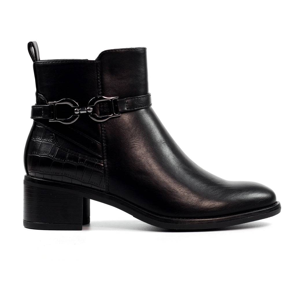 Lunar GLC006 Solana Ladies Black Side Zip Ankle Boots-elevate your sole