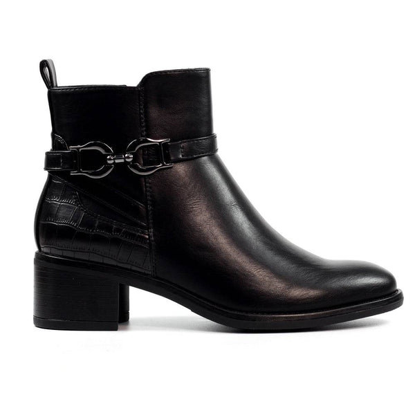 Lunar GLC006 Solana Ladies Black Side Zip Ankle Boots-elevate your sole
