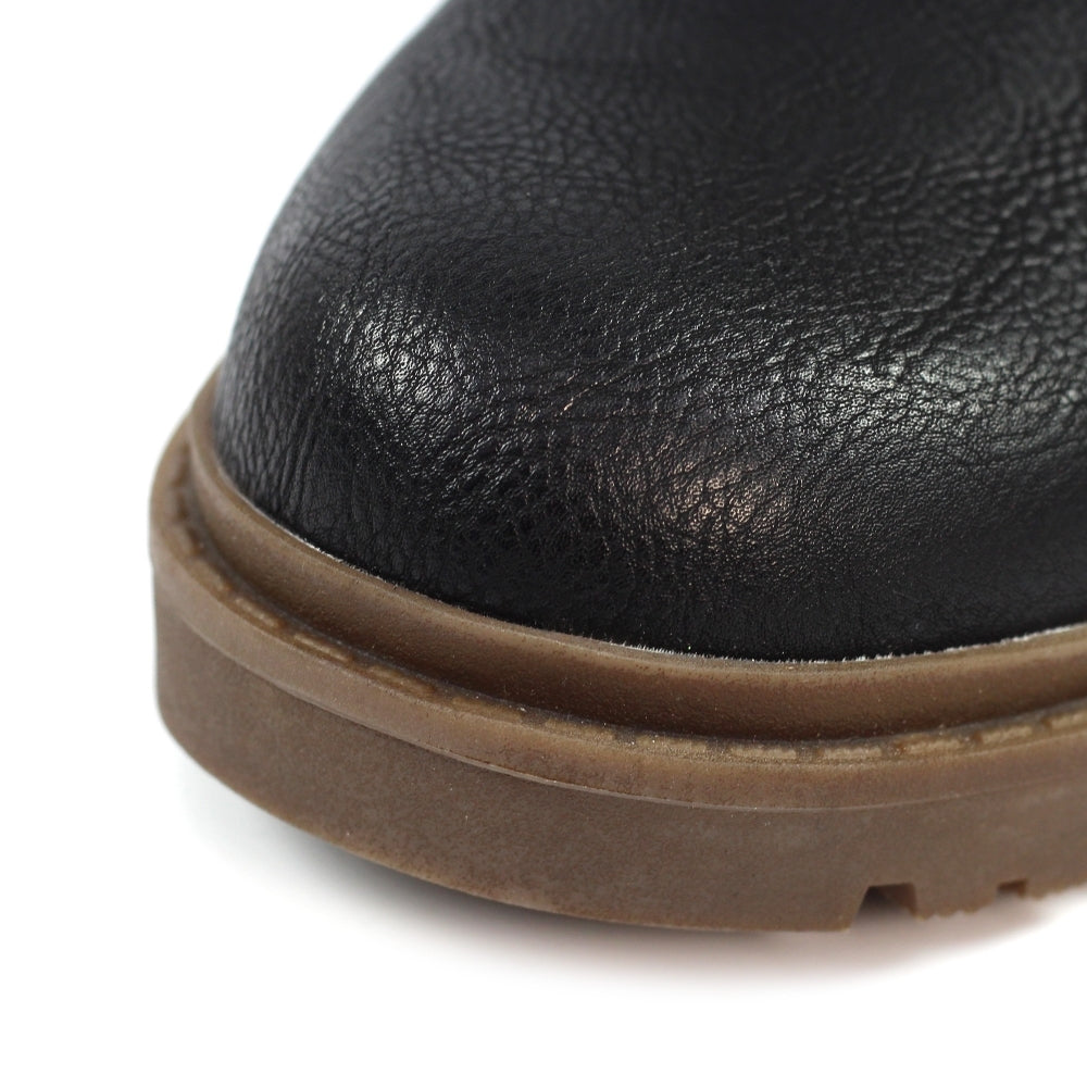 Lunar GLH006 Cambridge Ladies Black Waterproof Mid-Calf Boots with Zip and Lace details.