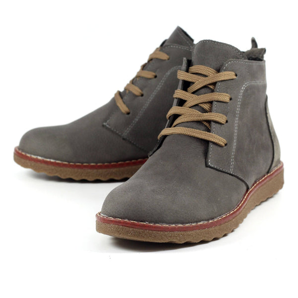 Lunar GLR010 Cheryl Ladies Grey Nubuck Leather Lace Up Ankle Boots-elevate your sole