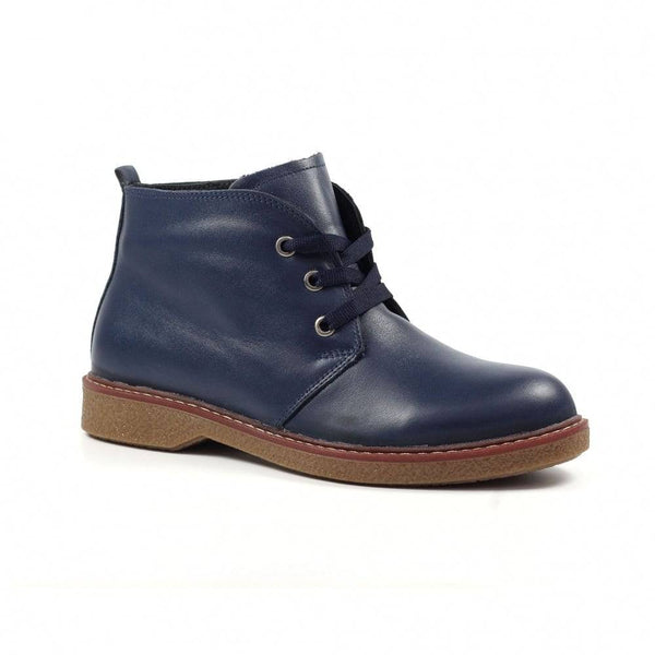 Lunar GLR014 Claire II Ladies Navy Leather Zip & Lace Ankle Boots-elevate your sole