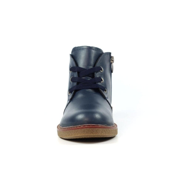 Lunar GLR014 Claire II Ladies Navy Leather Zip & Lace Ankle Boots-elevate your sole