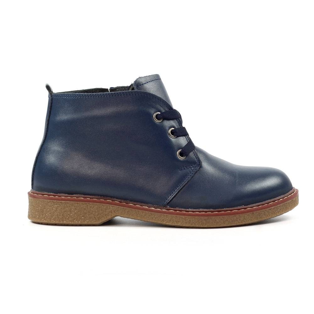 Lunar GLR014 Claire II Ladies Navy Leather Zip & Lace Ankle Boots-elevate your sole