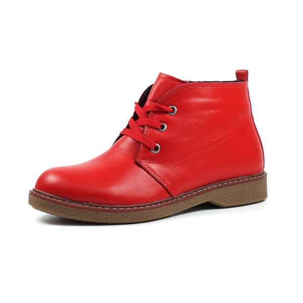 Lunar GLR014 Claire II Ladies Red Leather Zip & Lace Ankle Boots-elevate your sole