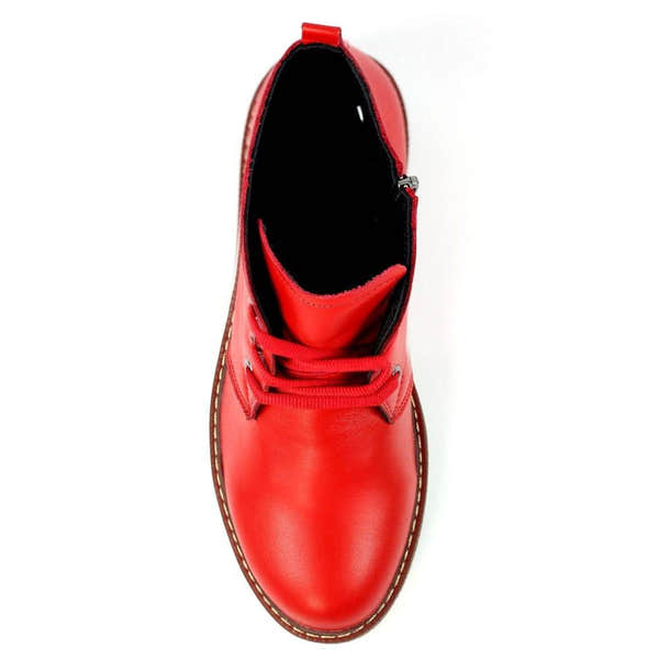 Lunar GLR014 Claire II Ladies Red Leather Zip & Lace Ankle Boots-elevate your sole