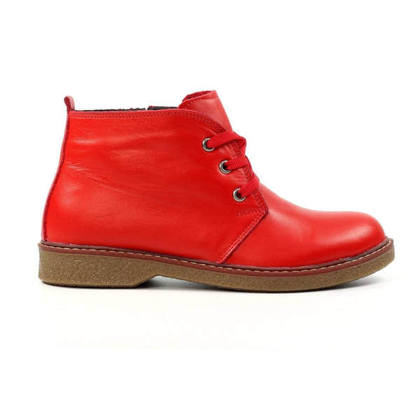 Lunar GLR014 Claire II Ladies Red Leather Zip & Lace Ankle Boots-elevate your sole