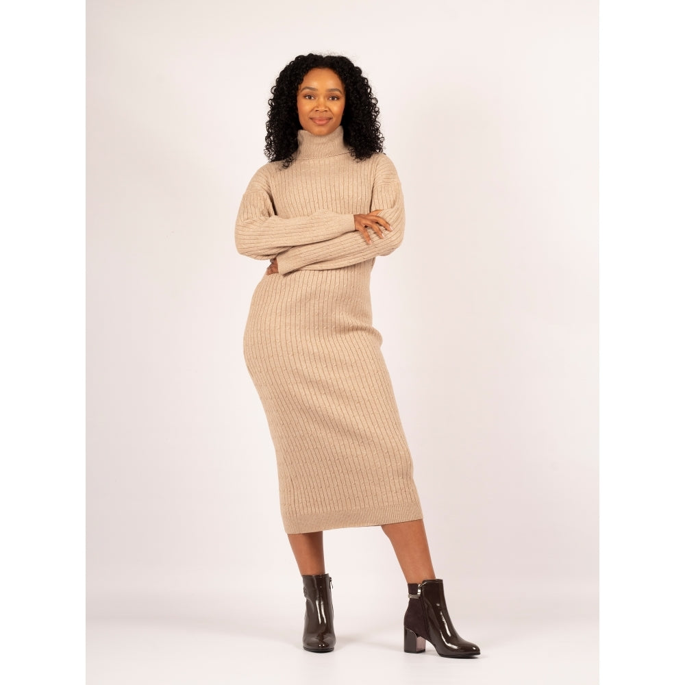 Lunar GLR107 Lily Ladies Grey Side Zip Ankle Boots, with chunky heels and sleek design, paired with beige knit dress.