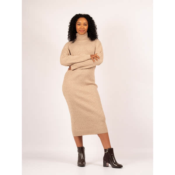 Lunar GLR107 Lily Ladies Grey Side Zip Ankle Boots, with chunky heels and sleek design, paired with beige knit dress.