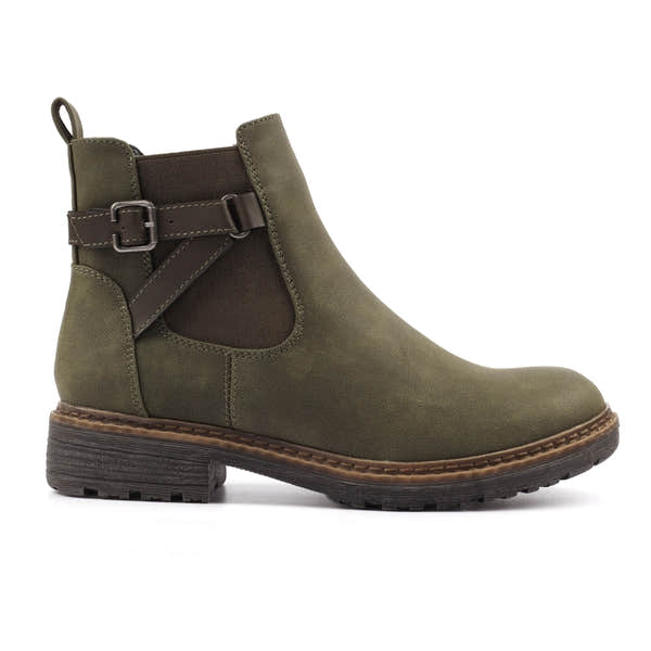 Lunar GLR125 Morris Ladies Green Zip & Lace Mid-Calf Boots, stylish women's ankle boots with lace-up design and side zipper.