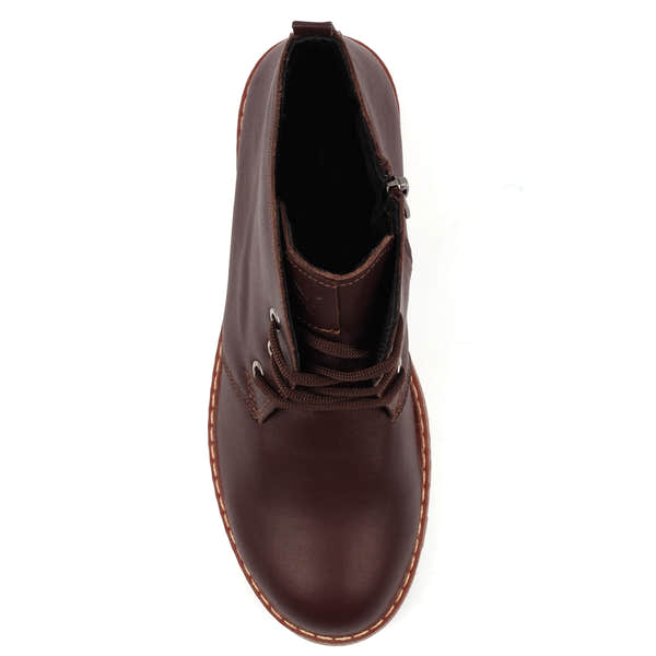 Lunar GLR126 Claire III women's brown leather ankle boots with zip & lace closure, durable sole, stylish design.