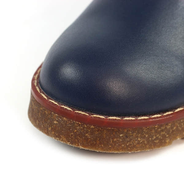 Lunar GLR127 Georgie Ladies Navy Leather Side Zip Ankle Boots with textured sole and round toe.