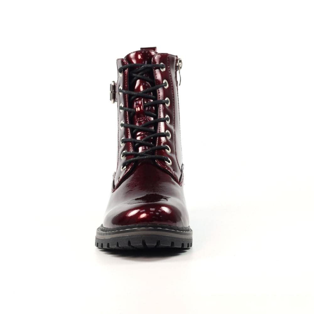 Lunar GLW030 Parlour Ladies Burgundy Zip & Lace Ankle Boots-elevate your sole
