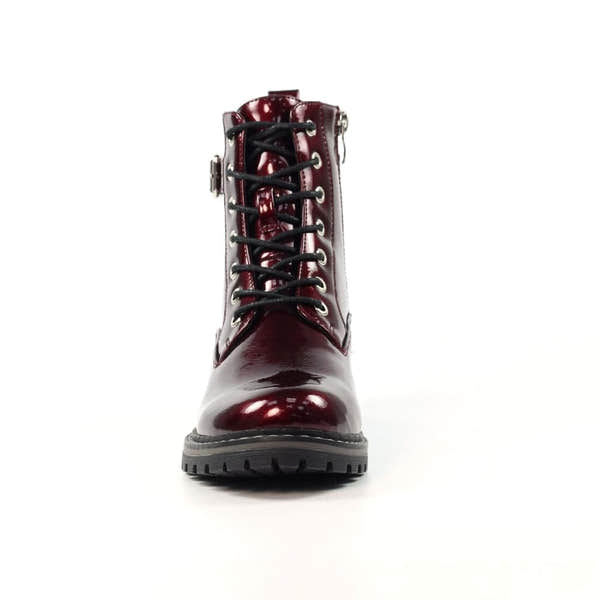 Lunar GLW030 Parlour Ladies Burgundy Zip & Lace Ankle Boots-elevate your sole