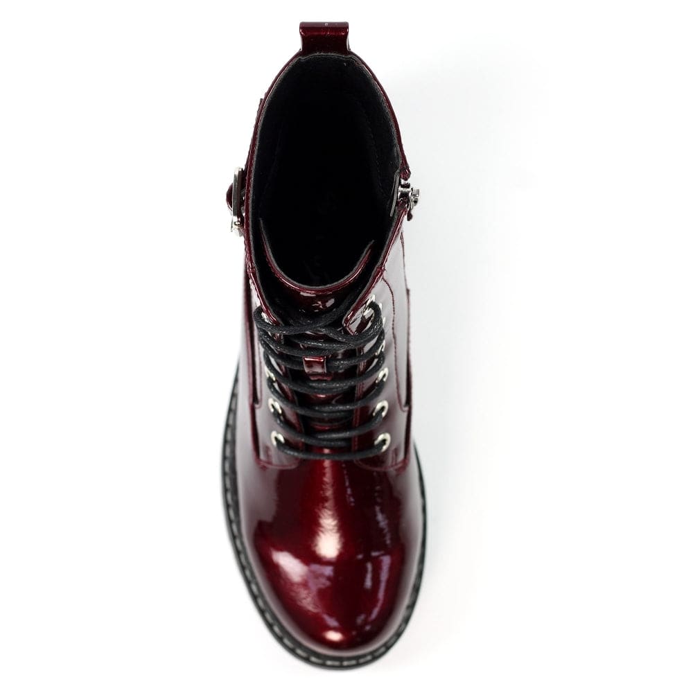 Lunar GLW030 Parlour Ladies Burgundy Zip & Lace Ankle Boots-elevate your sole