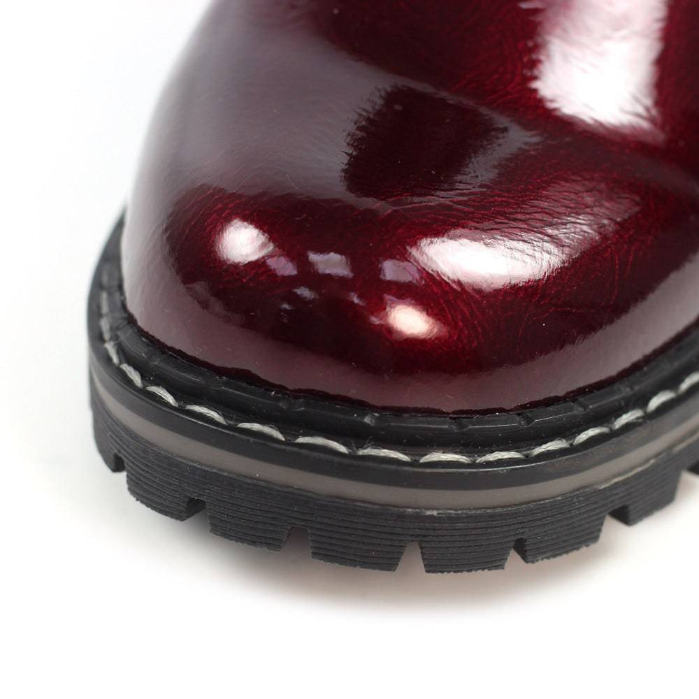 Lunar GLW030 Parlour Ladies Burgundy Zip & Lace Ankle Boots-elevate your sole