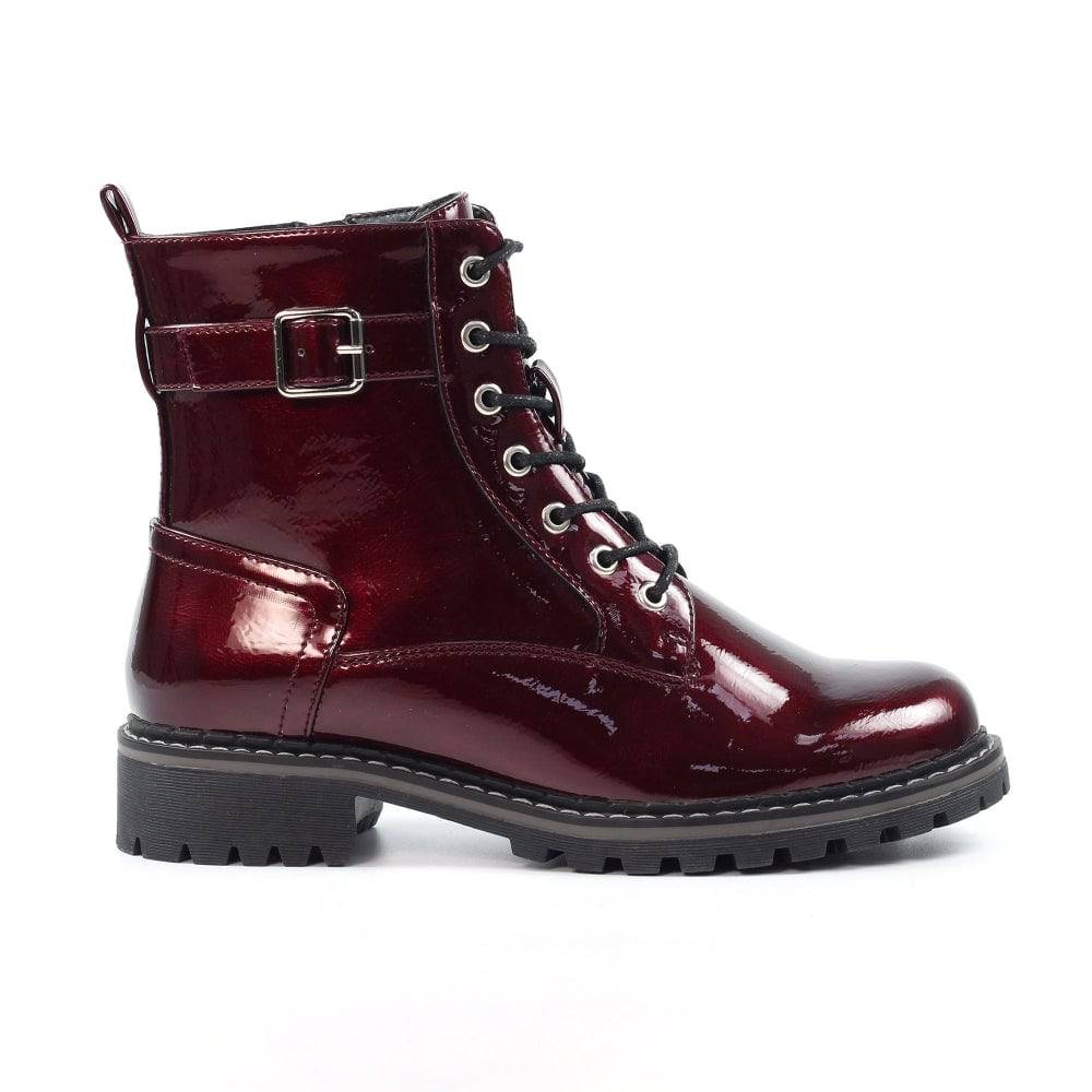 Lunar GLW030 Parlour Ladies Burgundy Zip & Lace Ankle Boots-elevate your sole