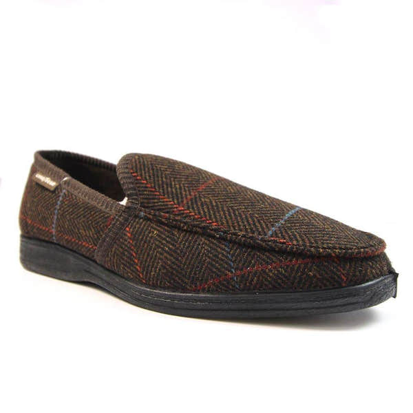 Lunar Good Year KMG137 Eisenhower Mens Brown Textile Slip On Slippers-elevate your sole