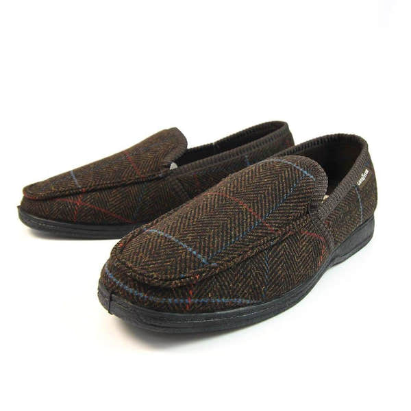 Lunar Good Year KMG137 Eisenhower Mens Brown Textile Slip On Slippers-elevate your sole