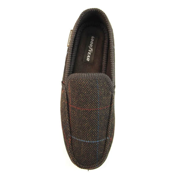 Lunar Good Year KMG137 Eisenhower Mens Brown Textile Slip On Slippers-elevate your sole