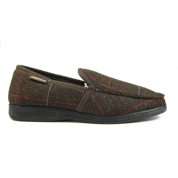 Lunar Good Year KMG137 Eisenhower Mens Brown Textile Slip On Slippers-elevate your sole