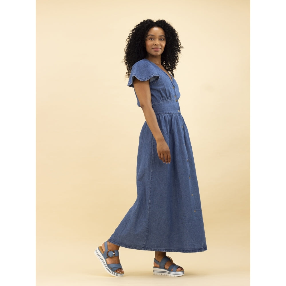Lunar JLB011MB Elise Ladies Mid Blue Buckle Sandals, stylish women's open-toe sandals with chunky sole and buckle detail.